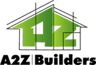 A2Z Builders' logo in black text with green imagery displaying "AZ" within the outline of a house.
