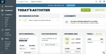 A screenshot with a menu to the left and tables to the right with the title "Today's Activities."