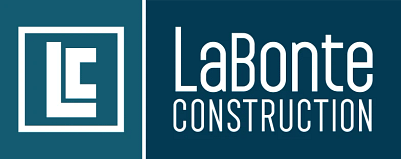 Two blue boxes with white text reading "LaBonte Construction" and their logo.