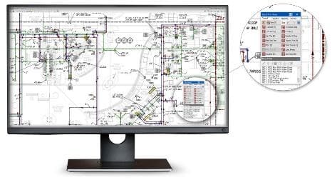 A desktop computer with a map displayed and a menu magnified for visibility.