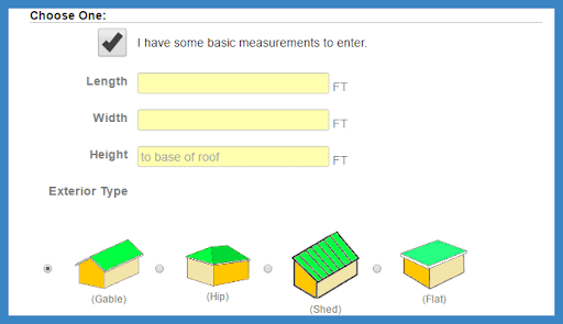 A screenshot of the Painter's Estimating Program software with drawings of homes and sections to enter dimensions.