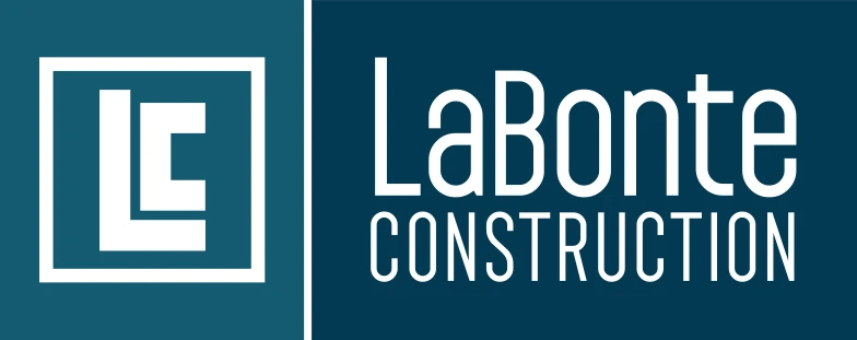 Two blue boxes with white text reading "LaBonte Construction" and their logo.
